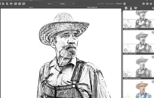 Área de trabajo de AKVIS Sketch (Galería de presets)