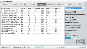 S.M.A.R.T. Monitoring of Samsung SSD -- Dispay of SMART attributes