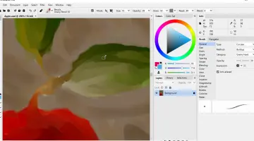 Artweaver: Artweaver painting canvas with color picker and brush settings