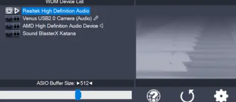 ASIO4ALL: WDM device list and ASIO buffer size controls