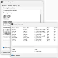 Attribute Changer: Processing summary and detailed file attribute report