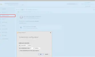Axence nVision: Network monitoring interface with screenshot configuration dialog