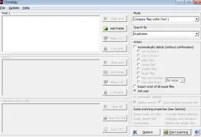 CloneSpy: CloneSpy main window with pool settings and duplicate search options