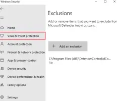 Add Defender Control to Exclusion list