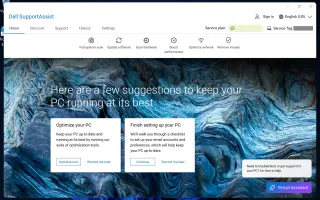SupportAssist home screen