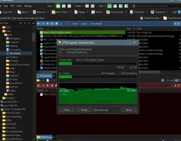 Directory Opus: File copy progress dialog over a Downloads folder
