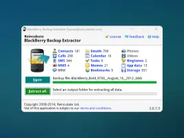 BlackBerry Backup Extractor running on Windows