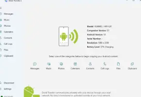 droid transfer welcome page