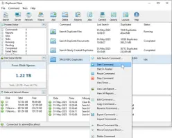 DupScout: DupScout command list with a context menu open