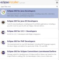 Screenshot of the Eclipse packages.