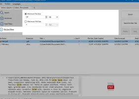 FileSeek: File size filters and search results