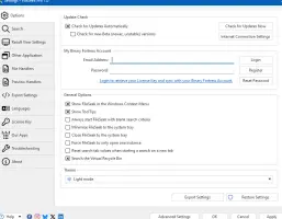 FileSeek: General application settings and account options