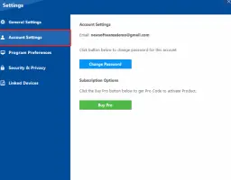 Folder Lock: Folder Lock account settings and subscription options