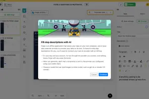 The Folge editor generating a step description with AI