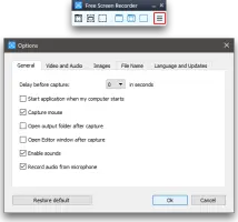 Free Screen Video Recorder: set options