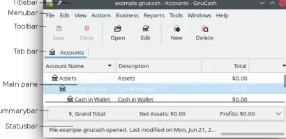 The Main GnuCash Window
