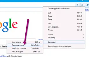 Opening the Dev Tools on Windows.