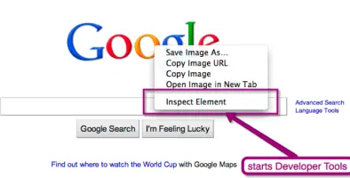 Opening the inspector.