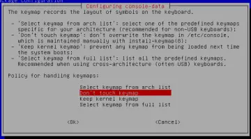 Shows screen with keymap question prompt.