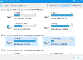 select source disk to clone