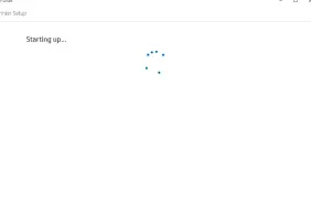 HP Smart: Printer setup startup screen with loading indicator