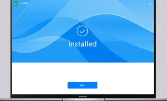 HUAWEI HiSuite: HiSuite installation completion window with a Start button