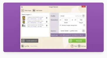 IceCream Image Resizer: Image Resizer queue with profile, resolution, and resize options