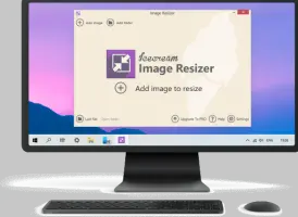 IceCream Image Resizer: Image Resizer welcome screen displayed on a desktop monitor