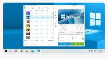 IceCream Slideshow Maker: Slideshow Maker project list and preview on a Windows desktop