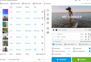 IceCream Slideshow Maker: Slideshow project with transitions, audio tracks, and summer preview
