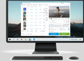 IceCream Slideshow Maker: Slideshow project and preview displayed on a desktop monitor
