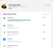 iCloud for Windows showing tickboxes next to iCloud features.