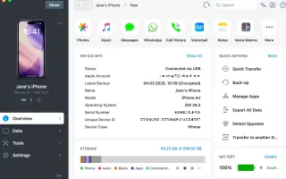 iMazing interface - Device Overview