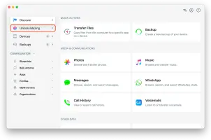 iMazing 3 Home Screen - Unlock Menu Item
