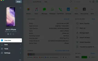 iMazing interface - Device Overview with sidebar highlighted