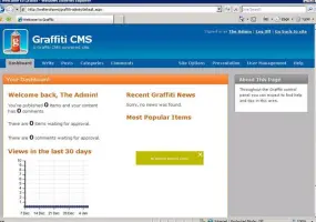 Screenshot of Internet Explorer showing Admin Control Page.