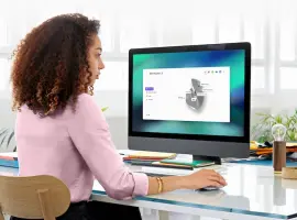 Logi Options+: Logi Options+ mouse settings displayed on a desktop monitor