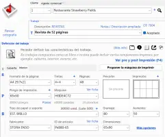 Logic Print: Job setup window with print specifications and page settings