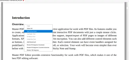 Context Menu in Master PDF Editor