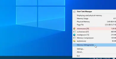 Meminfo: Meminfo tray menu displaying memory usage and running processes