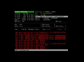 MemTest86: Memory test running with detected errors