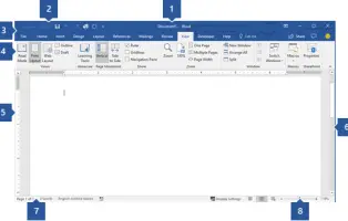 Microsoft Office 2016: Microsoft Word document window with the View ribbon open