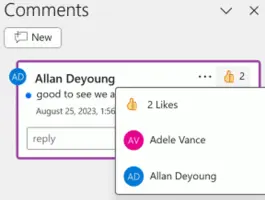 Screenshot of a thumbs up reaction to a comment