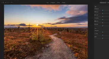Shows the light and colors options for editing photos in Windows 11.
