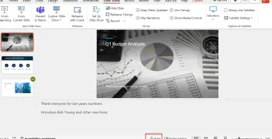 Shows the speaker Notes pane in PowerPoint