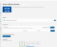 Screenshot of Mouse Without Borders settings on the second computer after connecting.