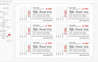 Numeración secuencial de rifas con etiquetas numeradoras