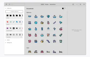 Pichon: Pichon icon browser showing household icons and collections