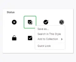 Pichon: Status icon collection with a context menu open