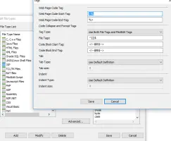 PilotEdit: Tag configuration dialog over file type settings